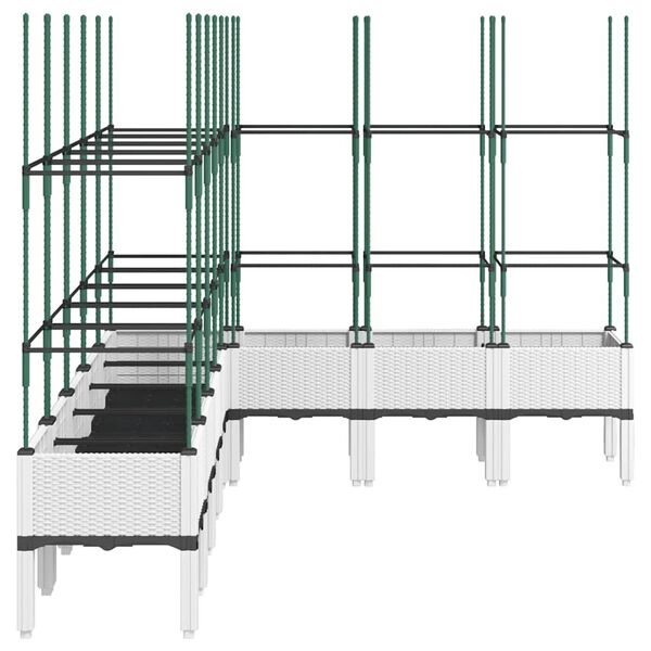 vidaXL dārza puķu kaste ar &scaron;paleru, balta, 200x160x142,5 cm, PP