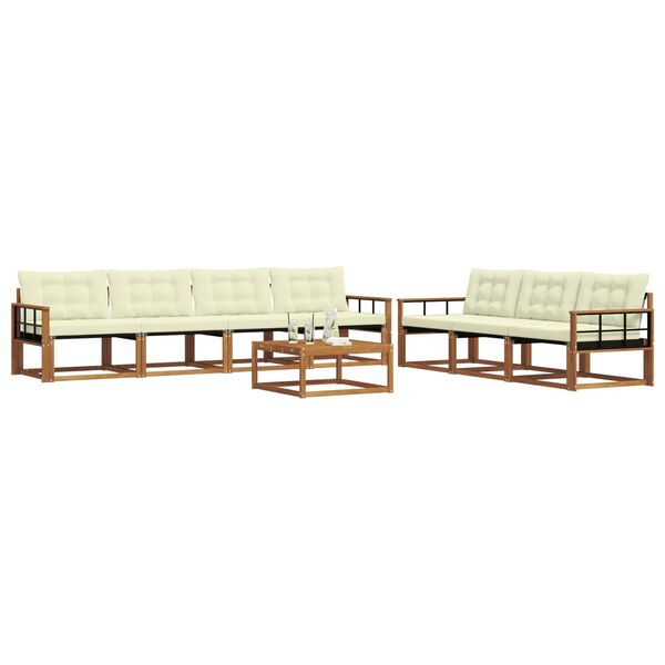 vidaXL Āra dīvānu komplekts ar spilvenu 8 pcs Dabisks un krējuma