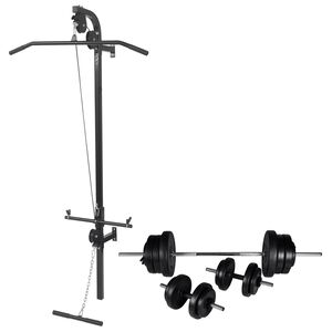 vidaXL spēka stacija ar hantelēm un svaru stieni, 60,5 kg