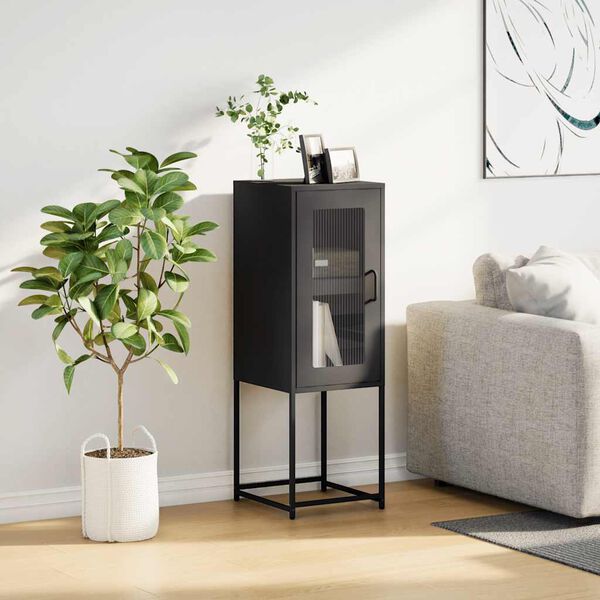 vidaXL bufete Melns 36x39x107 cm Auksti velmēts tērauds