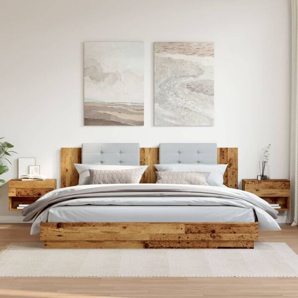 vidaXL sienas naktsskapī&scaron;i, 2 gab., veca koka