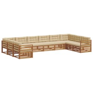 vidaXL Dīvāna komplekti 7 pcs Dabisks un bē&scaron;s Cietā akācijas koks