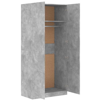 vidaXL skapis, betona pelēks, 90x52x200 cm, skaidu plāksne