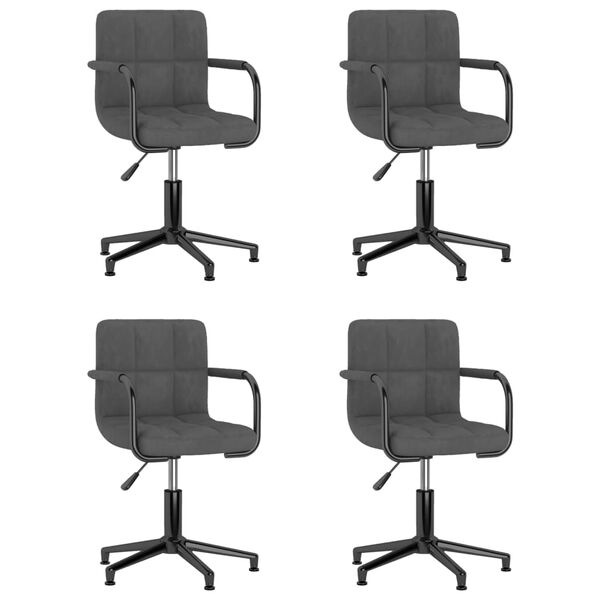 vidaXL grozāmi virtuves krēsli, 4 gab., tum&scaron;i pelēks samts