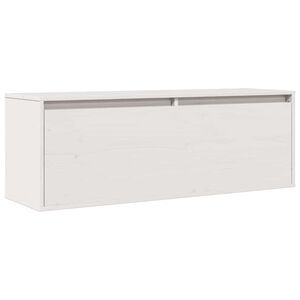 vidaXL sienas skapītis, balts, 100x30x35 cm, priedes masīvkoks