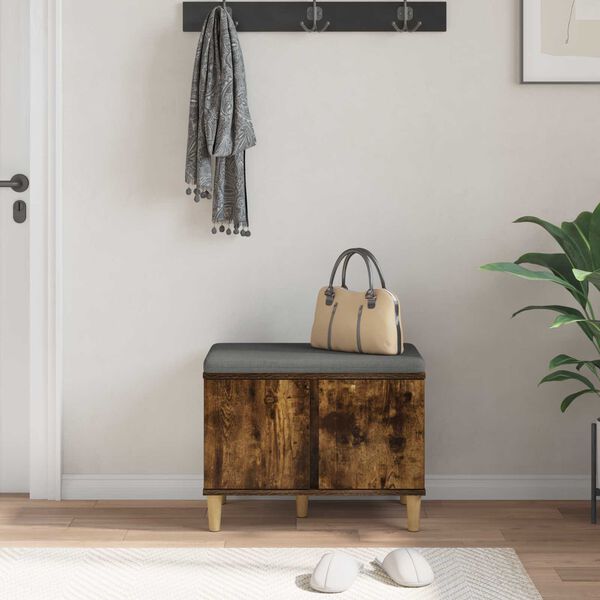 vidaXL Zāles sols ar spilvenu ar durvīm Dūmaka ozols 60 x 38 x 46 cm