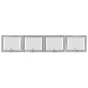 vidaXL Suņu vārti ar statīviem 4 pcs Pelēks Sonoma ozols 100 x 80 cm