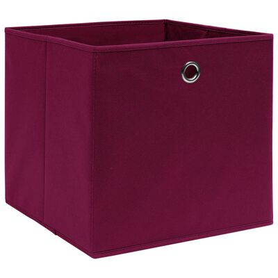 vidaXL uzglabāšanas kastes, 4 gab., 28x28x28 cm, tumši sarkans audums