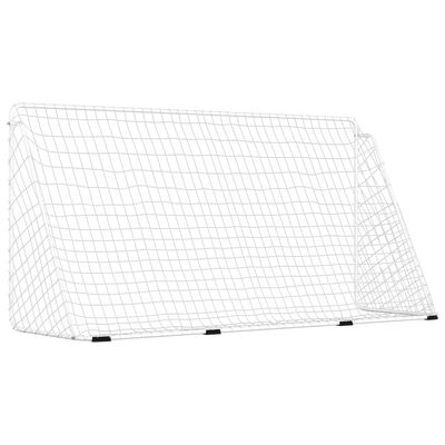 vidaXL futbola vārti ar tīklu, balti, 366x122x182 cm, tērauds