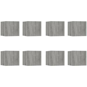 vidaXL sienas TV skapī&scaron;i, 8 gab., pelēcīga ozola krāsa, 30,5x30x30 cm