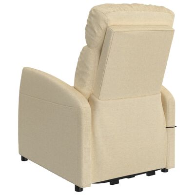 vidaXL atpūtas krēsls, paceļams, krēmkrāsas audums