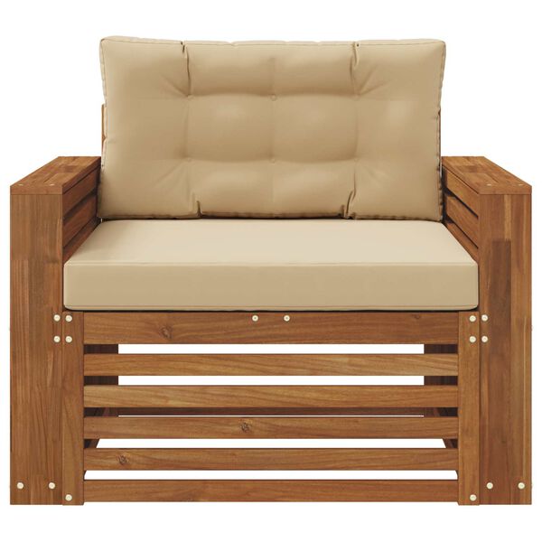 vidaXL Āra dīvānu komplekts Cieta akācijas koks un poliesters Dabiska