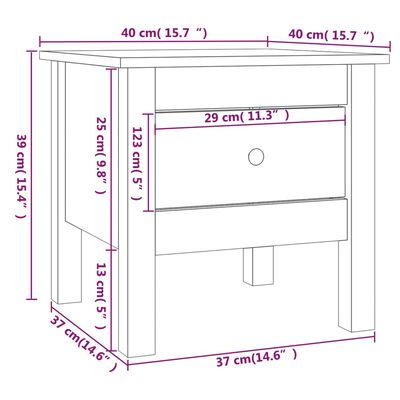 vidaXL galdiņš, pelēks, 40x40x39 cm, priedes masīvkoks