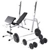 vidaXL treniņu sols ar svaru statīvu, hantelēm un stieni, 90 kg
