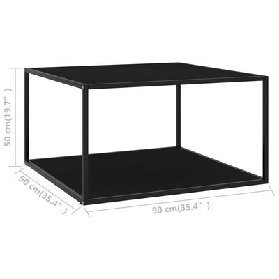 vidaXL kafijas galdiņš, melns, 90x90x50 cm, stikls
