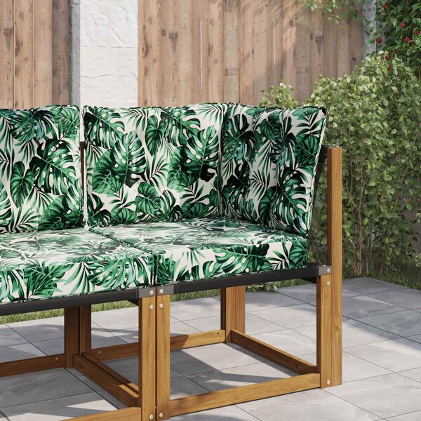 vidaXL Āra dīvāna spilvens 3 pcs Lapu raksts Poliesters