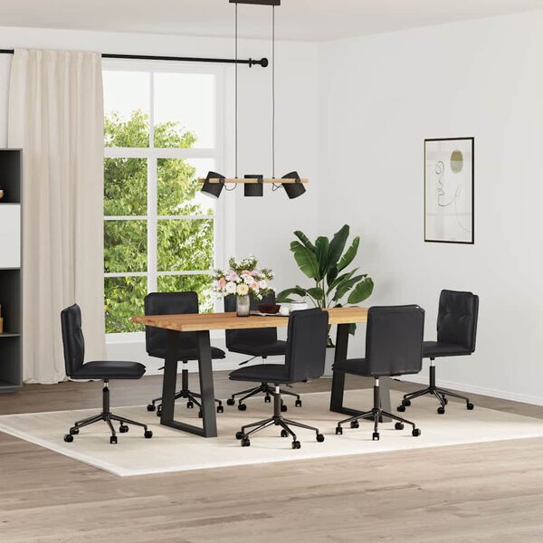 vidaXL virtuves krēsli, 6 gab., melna mākslīgā āda