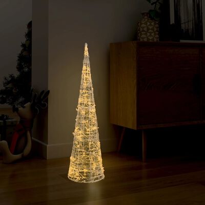 vidaXL LED lampiņu dekorācija, akrils, piramīda, 90 cm, silti balta