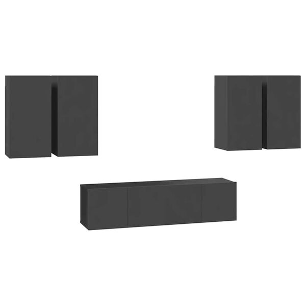 vidaXL 6-daļīgs TV skapī&scaron;u komplekts, pelēks, inženierijas koks