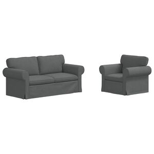 vidaXL Dīvānu komplekts 2 pcs Tum&scaron;i pelēks 175 x 82 x 80 cm audums