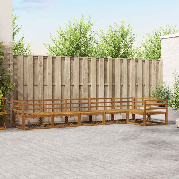 vidaXL Āra dīvānu komplekts 6 pcs Dabiska Cietā akācijas koks