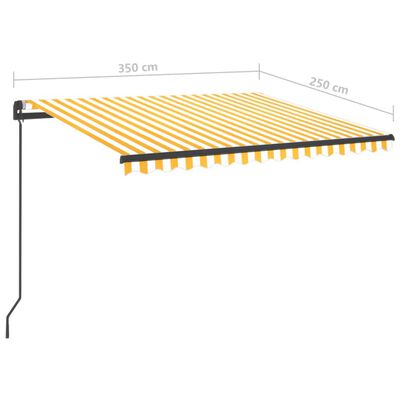 vidaXL izvelkama markīze ar LED, 3,5x2,5 m, manuāla, dzeltenbalta