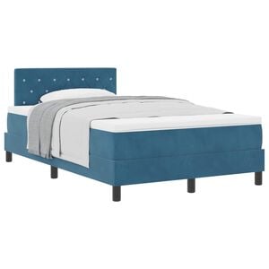 vidaXL Kastītes atsperu gulta ar matraci Tum&scaron;i zils 120 x 190 cm Samts