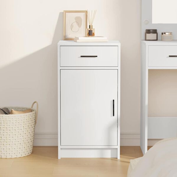 vidaXL Puse ar atvilktni Balts 40 x 40.5 x 75 cm Inženierijas koks