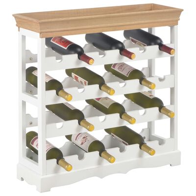 vidaXL vīna pudeļu plaukts, 70x22,5x70,5 cm, balts MDF
