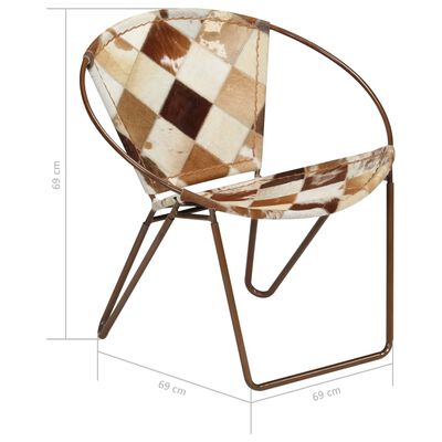 vidaXL krēsls, brūns rombveida raksts, dabīgā āda