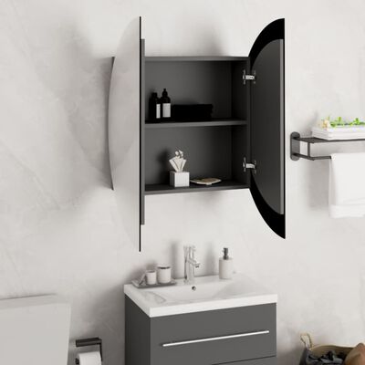 vidaXL vannasistabas skapītis, spogulis ar LED, pelēks, 54x54x17,5 cm