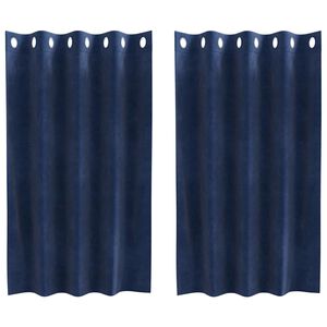 vidaXL Aizkari 2 gab. Tum&scaron;i zils 140 x 140 cm Samts
