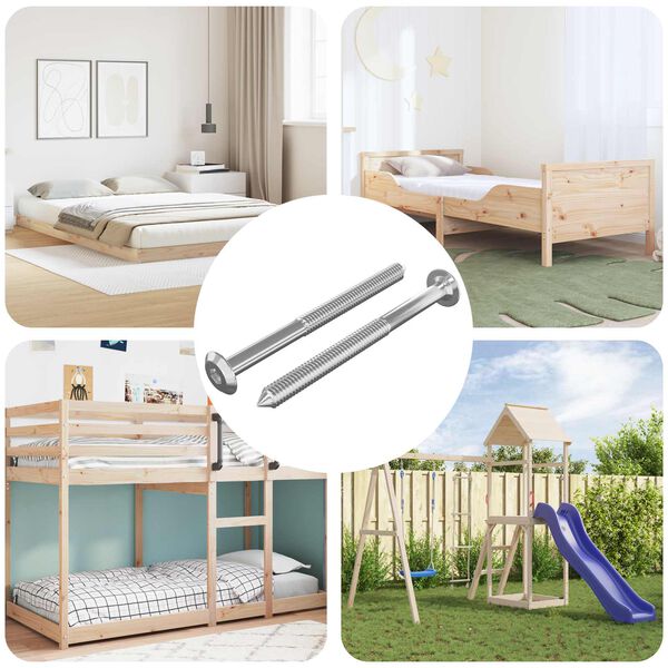 vidaXL Mēbeļu skrūves 2 pcs Sudraba M6 x 70 mm Tērauds