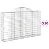 vidaXL arkveida gabiona grozi, 10gb., 200x30x120/140cm, cinkota dzelzs