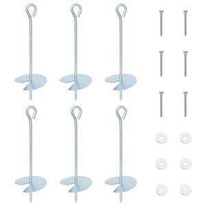 vidaXL Zemes enkurs 6 pcs Sudraba &Oslash;10 x 30 cm Cinkots metāls