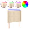 vidaXL gultas galvgalis ar LED, 103x16x118/128 cm, krēmkrāsas audums