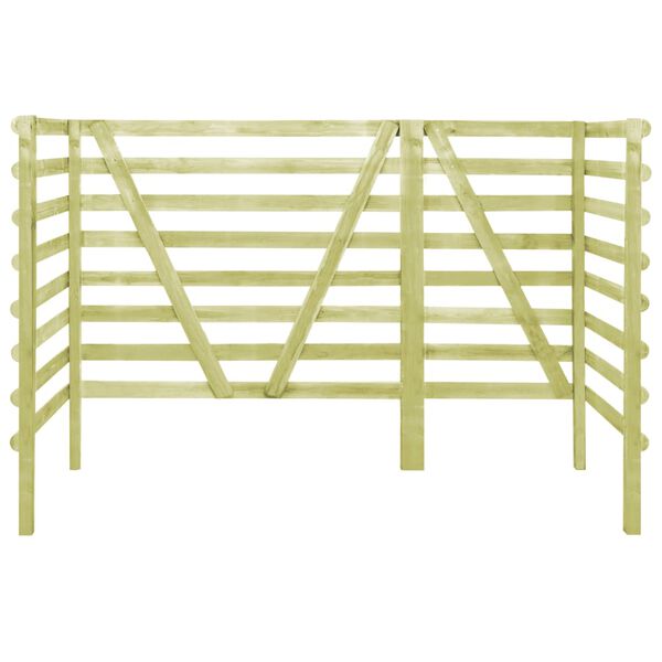 vidaXL trīsdaļīga konteineru nojume, zaļa, 210x80x150 cm, priedes koks