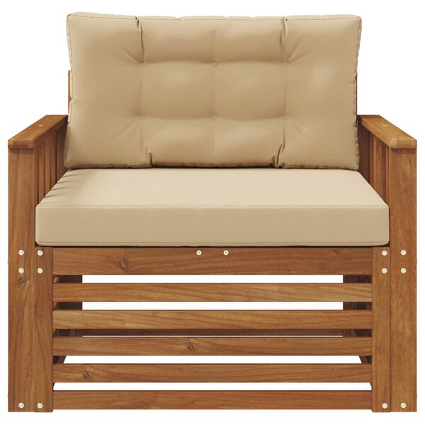 vidaXL Āra dīvānu komplekts Cieta akācijas koks un poliesters Dabiska