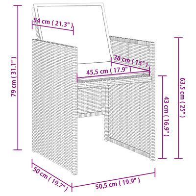 vidaXL 17-daļīgs virtuves mēbeļu komplekts ar matračiem,PE rotangpalma