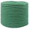 vidaXL Kokvilnas virve 12 mm 50 m Zaļa 100% kokvilna
