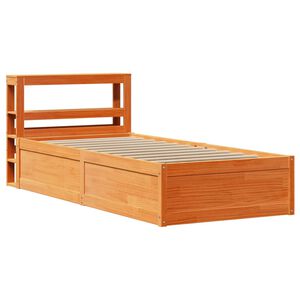 vidaXL gultas rāmis ar galvgali, vaska brūnas, 75x190 cm, priede