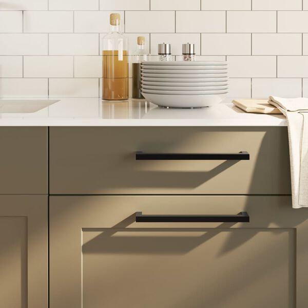 vidaXL skapja rokturi, 10 gab., melni, 224 mm, nerūsējo&scaron;ais tērauds