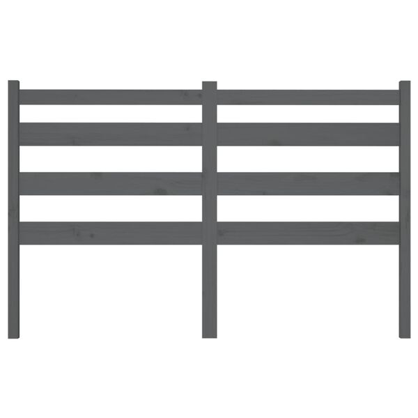 vidaXL gultas galvgalis, pelēks, 156x4x100 cm, priedes masīvkoks