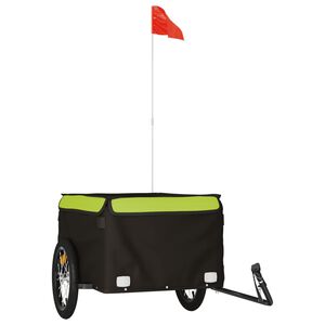 vidaXL velosipēda piekabe, 45 kg, melna un zaļa, dzelzs