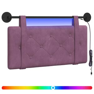vidaXL Piekaramais gultas galvgalis Ar LED gaismu Violeta Samts