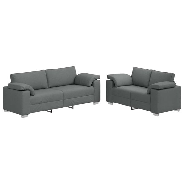 vidaXL Dīvānu komplekts 2 pcs Tumši pelēka 219 x 77 x 82 cm audums
