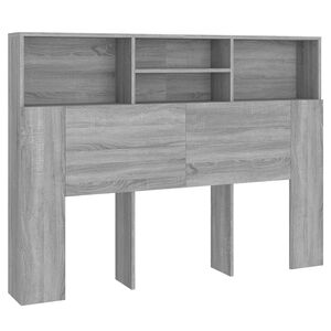 vidaXL gultas galvgalis ar plauktu, pelēcīga ozolkoka, 140x19x103,5 cm