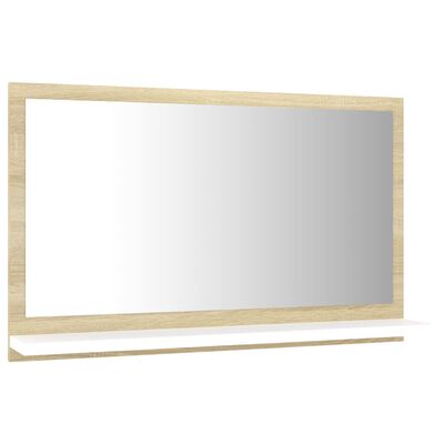vidaXL vannasistabas spogulis, baltā un ozolkoka krāsā, 60x10,5x37 cm