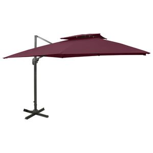 vidaXL dārza saulessargs ar divkār&scaron;u jumtu, 300x300 cm, bordo sarkans