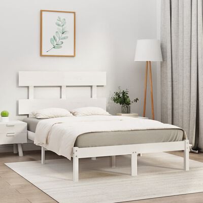 vidaXL gultas rāmis, balts, masīvkoks, 160x200 cm
